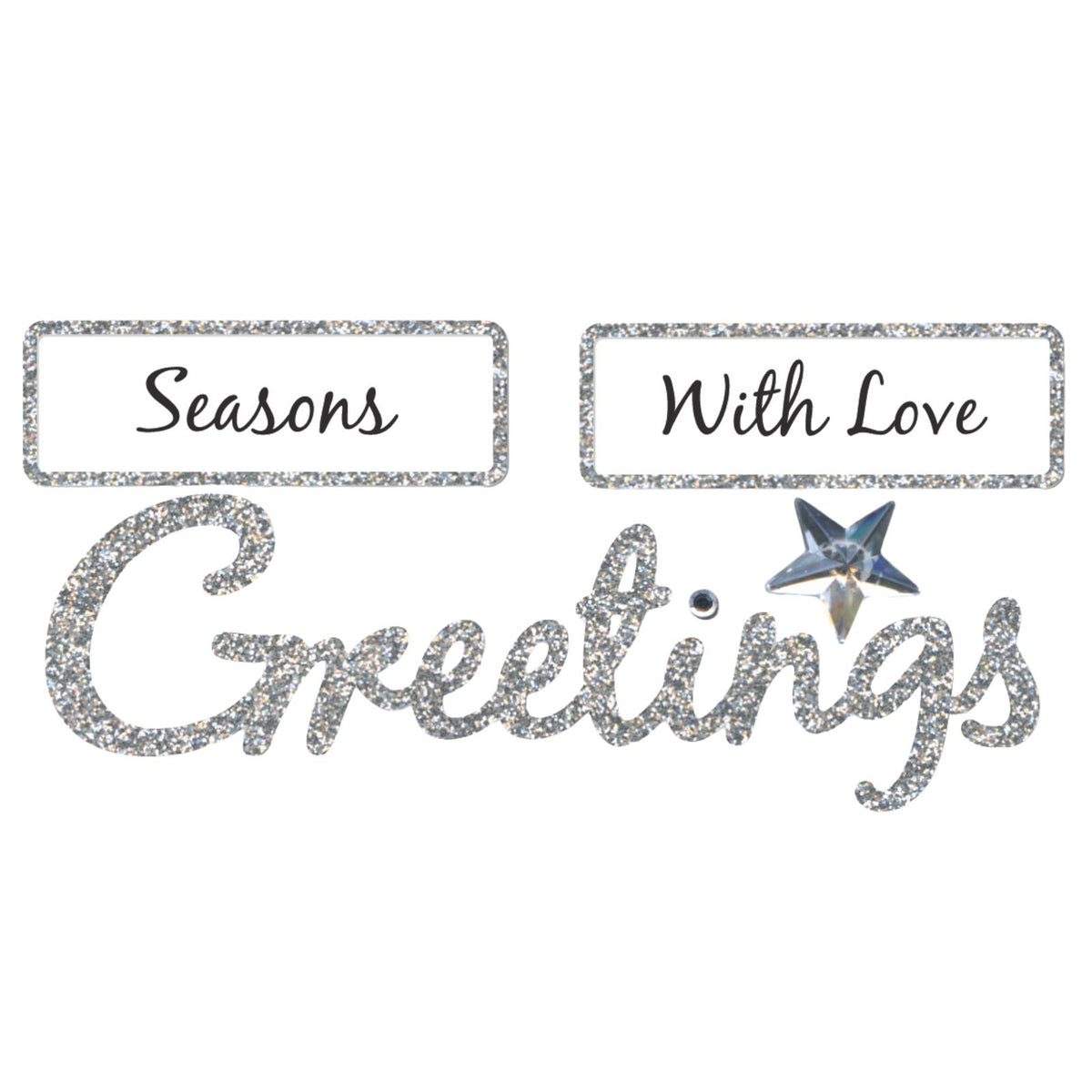 Silver Glitter Christmas Card Topper Season's Greetings With Love Crafting Gifting