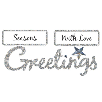 Silver Glitter Christmas Card Topper Season's Greetings With Love Crafting Gifting