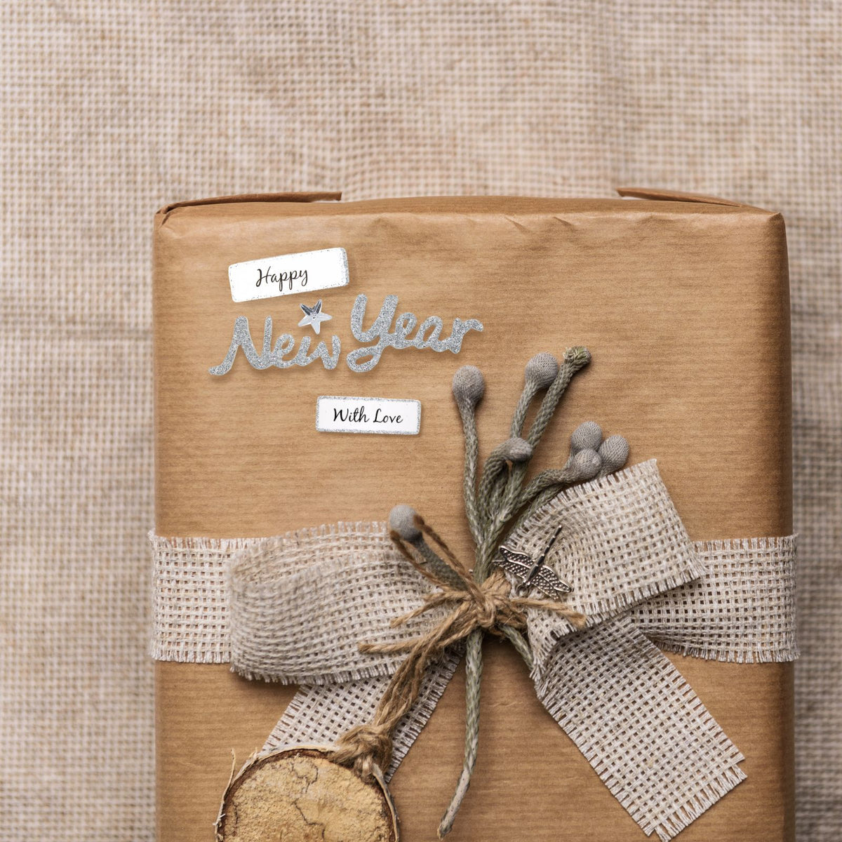 Silver Glitter Christmas Card Topper Happy New Year With Love Crafting Gifting