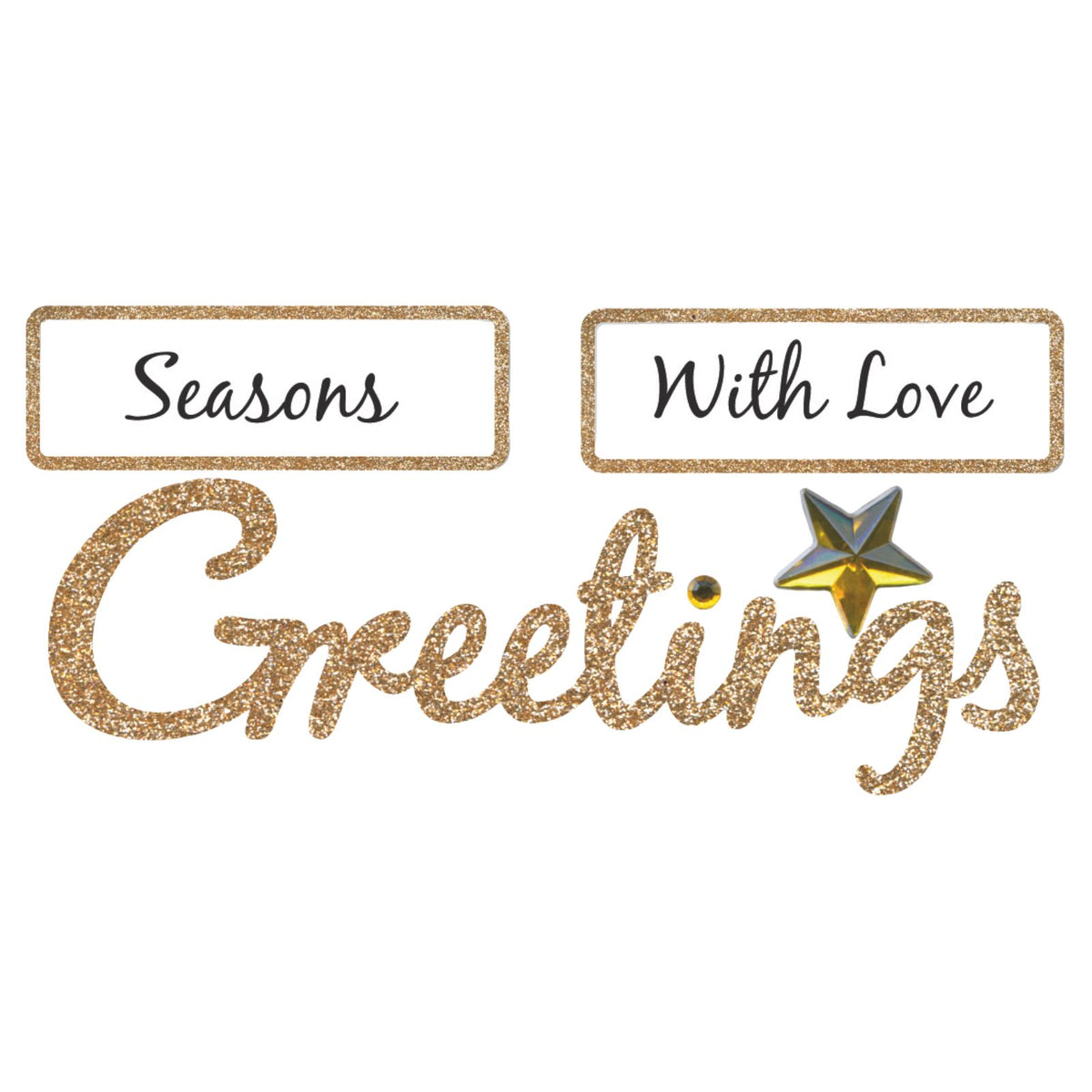 Gold Glitter Christmas Card Topper Season's Greetings With Love Crafting Gifting