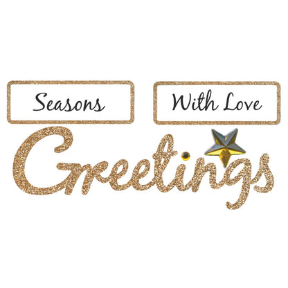 Gold Glitter Christmas Card Topper Season's Greetings With Love Crafting Gifting