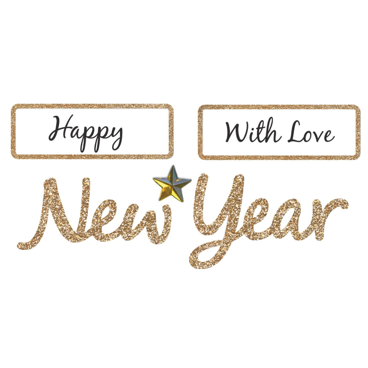 Gold Glitter Christmas Card Topper Happy New Year With Love Crafting Gifting