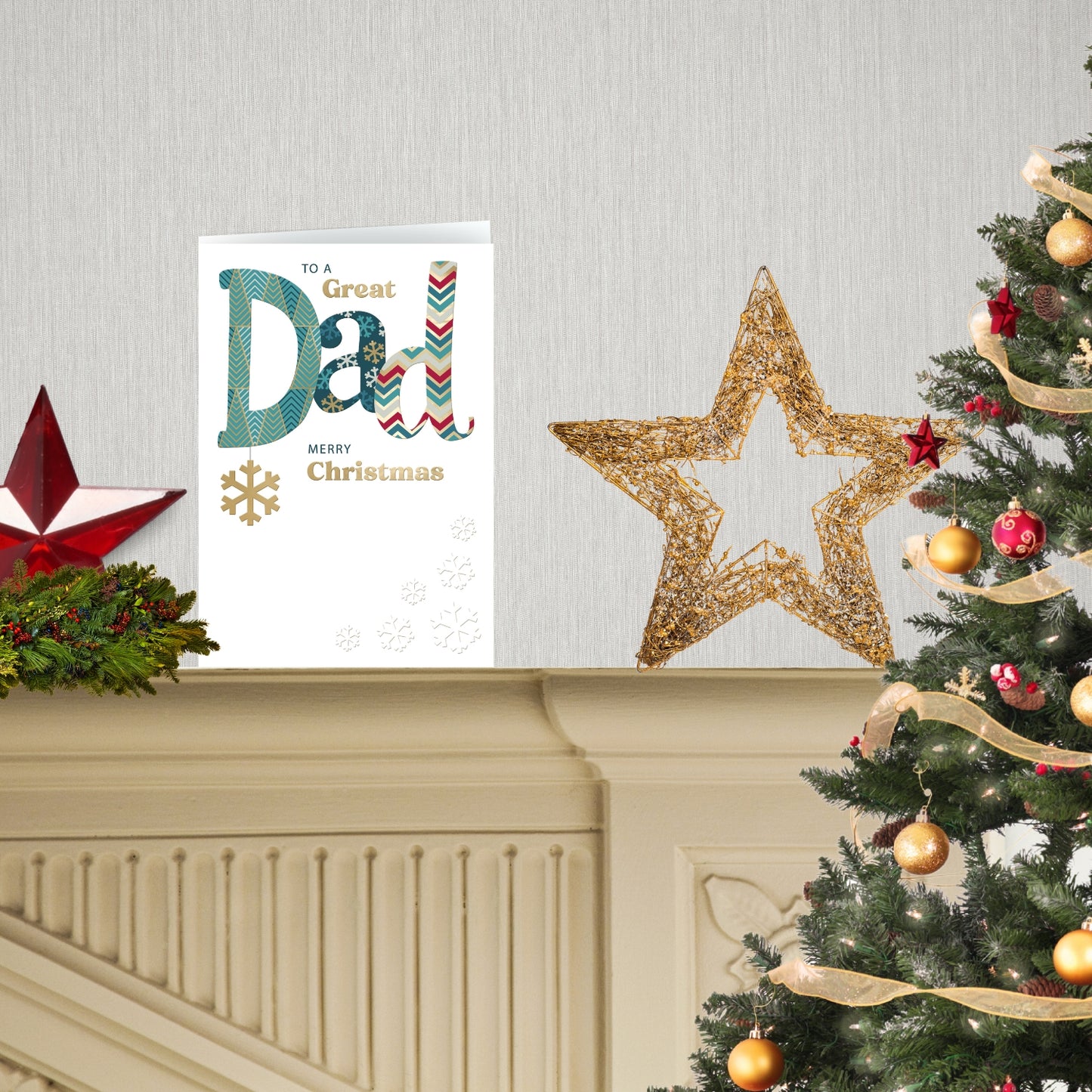 To A Great Dad Festive Cheer Snowflake Christmas Greeting Card