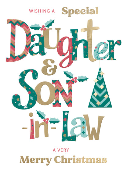 Daughter & Son-In-Law Festive Cheer Family Christmas Greeting Card