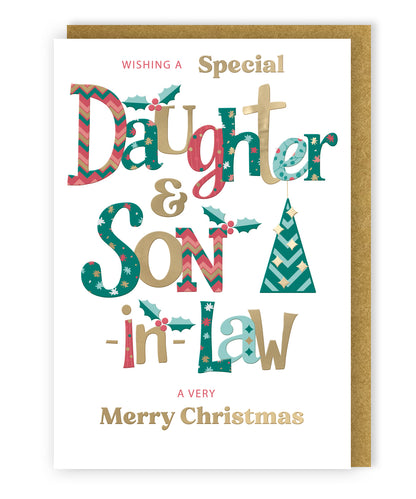 Daughter & Son-In-Law Festive Cheer Family Christmas Greeting Card