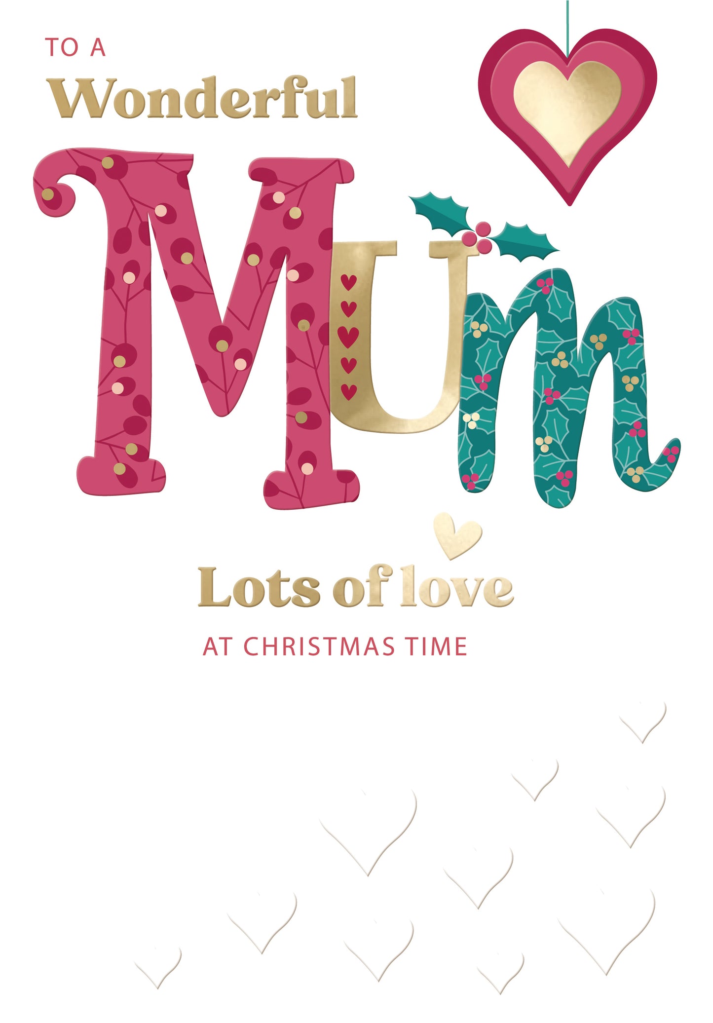 To A Wonderful Mum Festive Cheer Love Bauble Christmas Greeting Card
