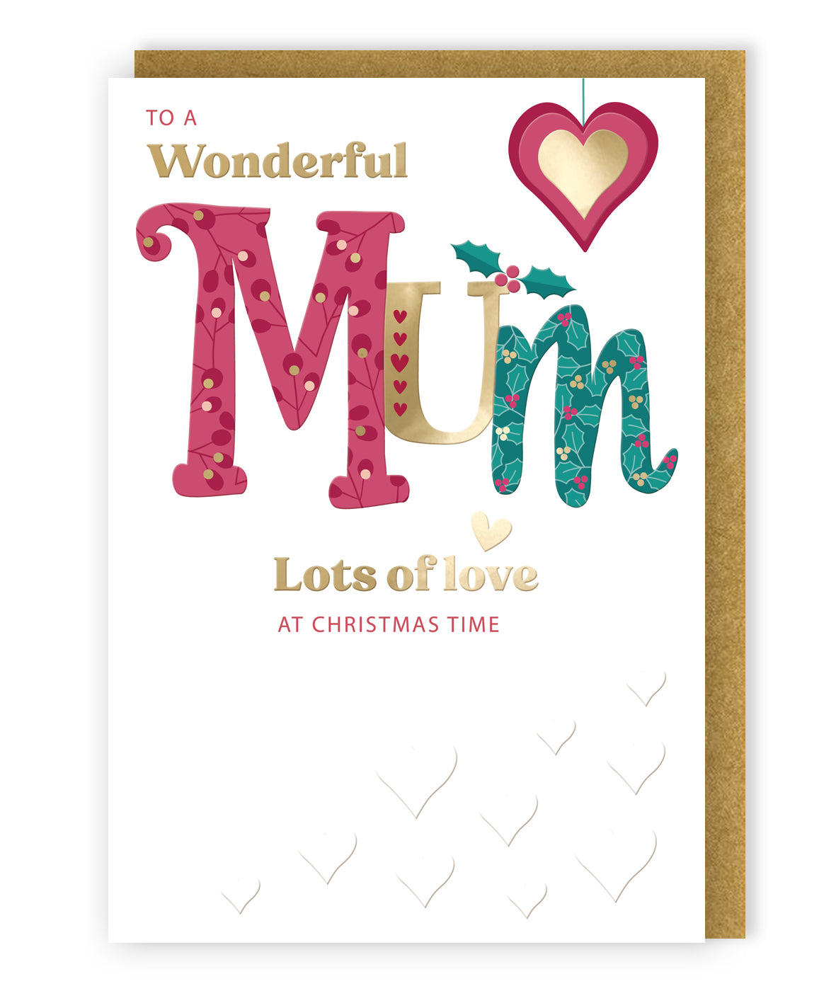 To A Wonderful Mum Festive Cheer Love Bauble Christmas Greeting Card