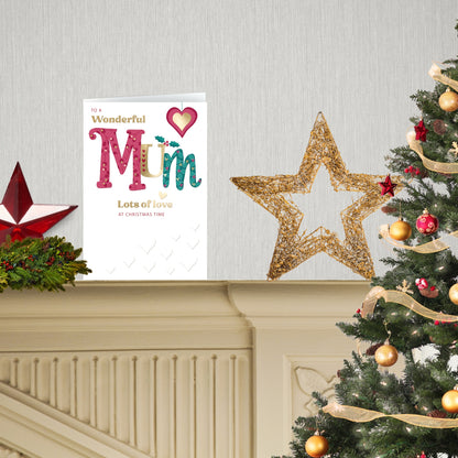 To A Wonderful Mum Festive Cheer Love Bauble Christmas Greeting Card