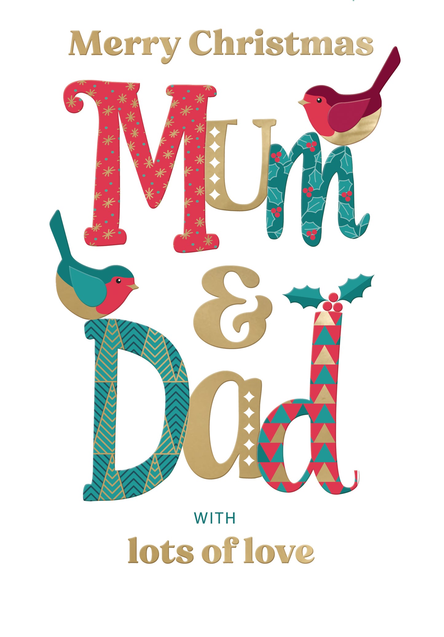 Merry Christmas Mum & Dad Festive Cheer Robins Christmas Greeting Card