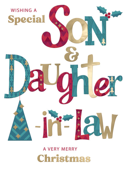Son & Daughter-In-Law Festive Cheer Family Christmas Greeting Card