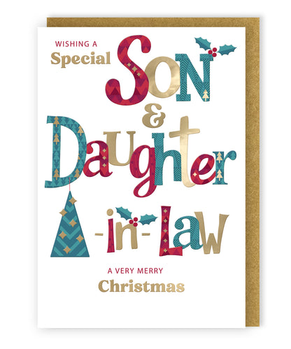 Son & Daughter-In-Law Festive Cheer Family Christmas Greeting Card