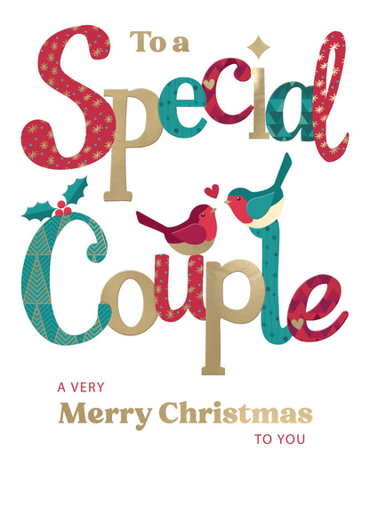 To A Special Couple Festive Cheer Love Bird Robins Christmas Greeting Card