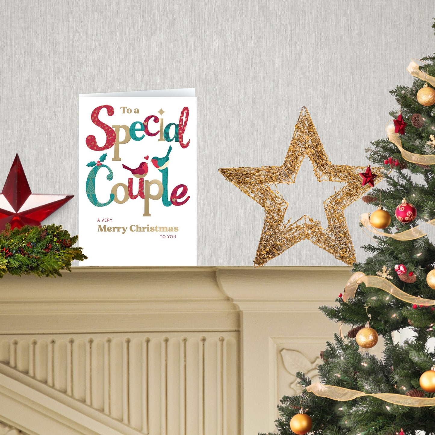 To A Special Couple Festive Cheer Love Bird Robins Christmas Greeting Card