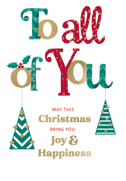 To All Of You Festive Cheer Joy & Happiness Christmas Greeting Card