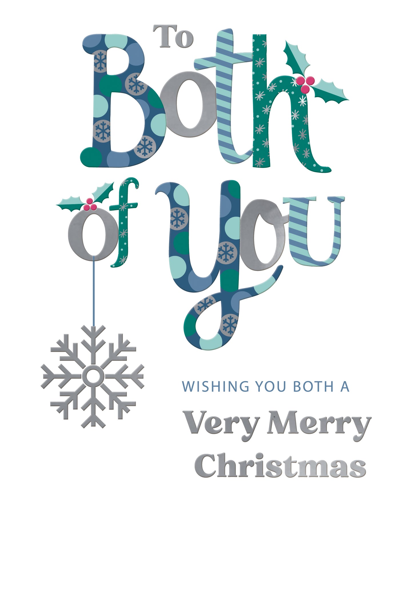 To Both Of You Merry Christmas Festive Cheer Snowflake Christmas Greeting Card