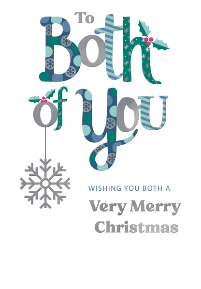 To Both Of You Merry Christmas Festive Cheer Snowflake Christmas Greeting Card