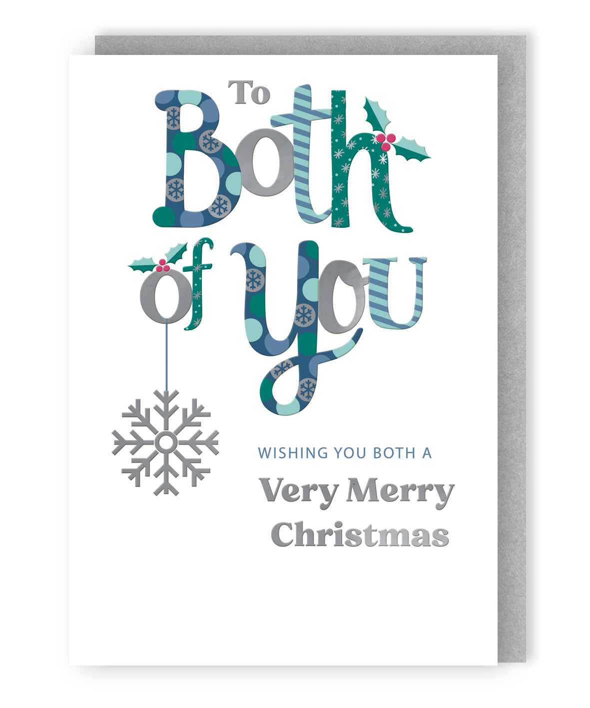 To Both Of You Merry Christmas Festive Cheer Snowflake Christmas Greeting Card