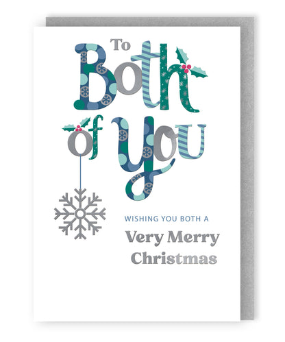 To Both Of You Merry Christmas Festive Cheer Snowflake Christmas Greeting Card