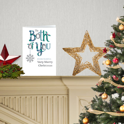 To Both Of You Merry Christmas Festive Cheer Snowflake Christmas Greeting Card