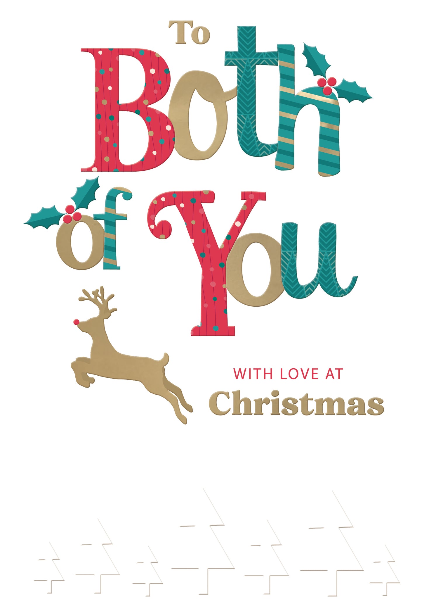 To Both Of You With Love Festive Cheer Jolly Reindeer Christmas Greeting Card