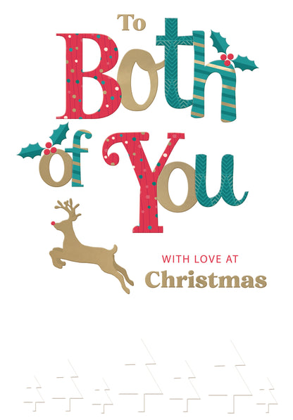 To Both Of You With Love Festive Cheer Jolly Reindeer Christmas Greeting Card