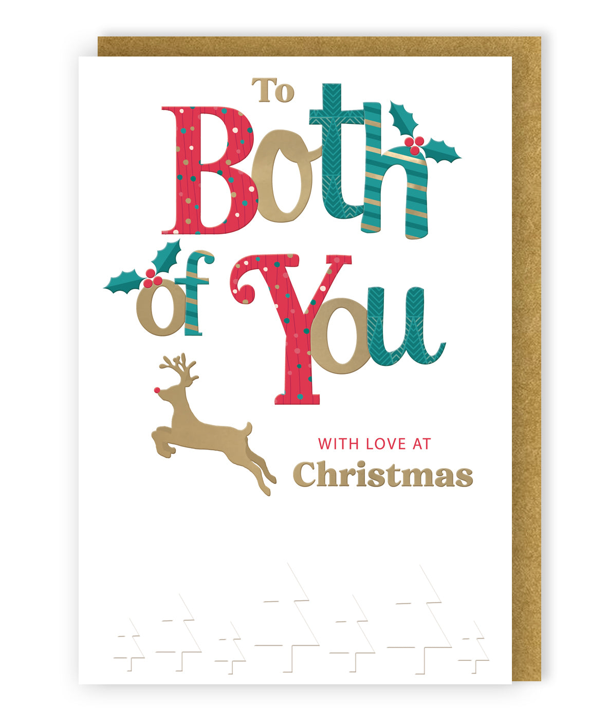 To Both Of You With Love Festive Cheer Jolly Reindeer Christmas Greeting Card