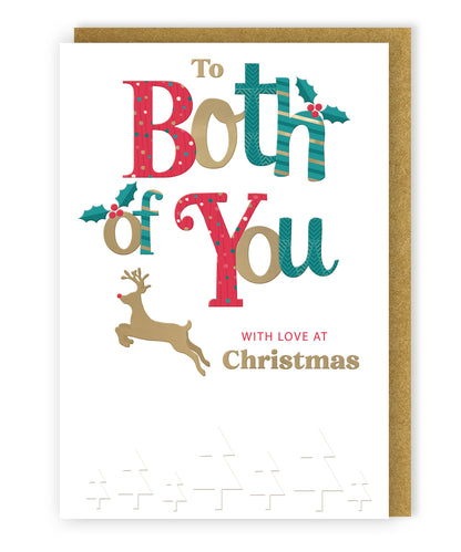 To Both Of You With Love Festive Cheer Jolly Reindeer Christmas Greeting Card