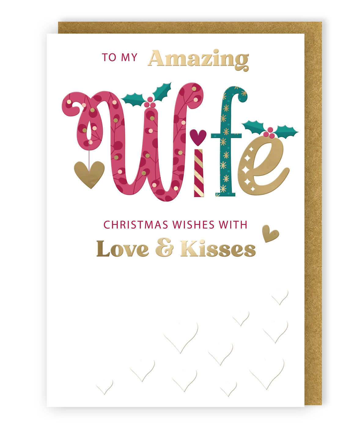 Love & Kisses Amazing Wife Festive Cheer Love-Tastic Christmas Greeting Card