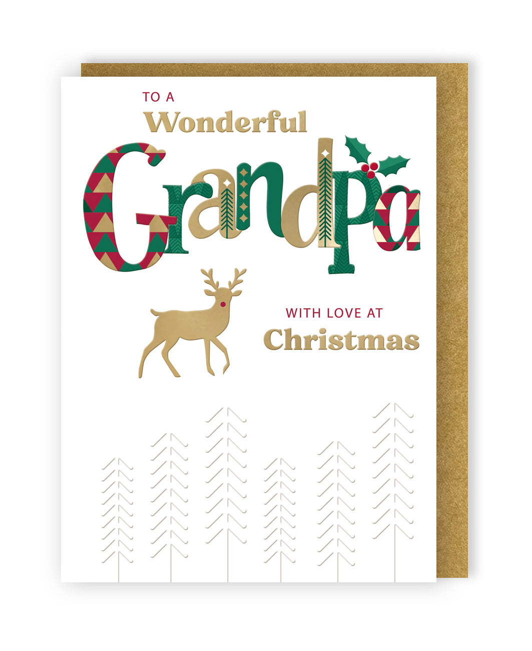 To A Wonderful Grandpa Festive Joy Reindeer Christmas Greeting Card