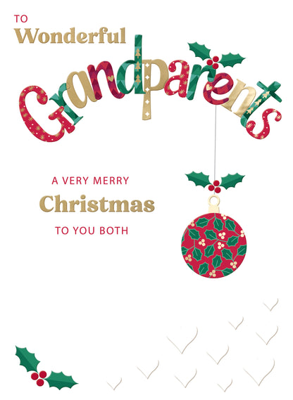 To Wonderful Grandparents Festive Joy Grand-Tastic Christmas Greeting Card