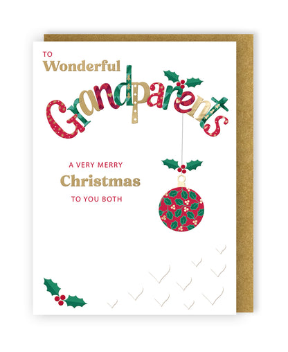 To Wonderful Grandparents Festive Joy Grand-Tastic Christmas Greeting Card