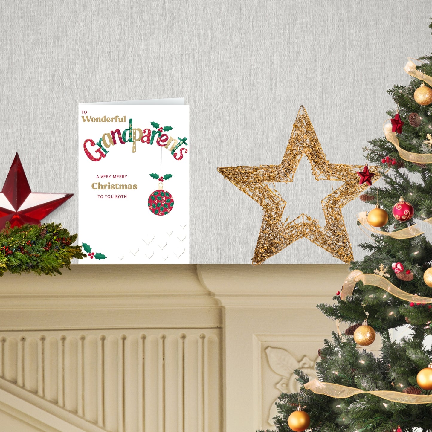 To Wonderful Grandparents Festive Joy Grand-Tastic Christmas Greeting Card