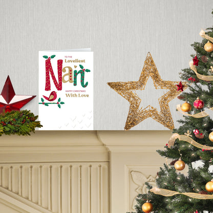 To The Loveliest Nan Festive Joy Red Robin Christmas Greeting Card