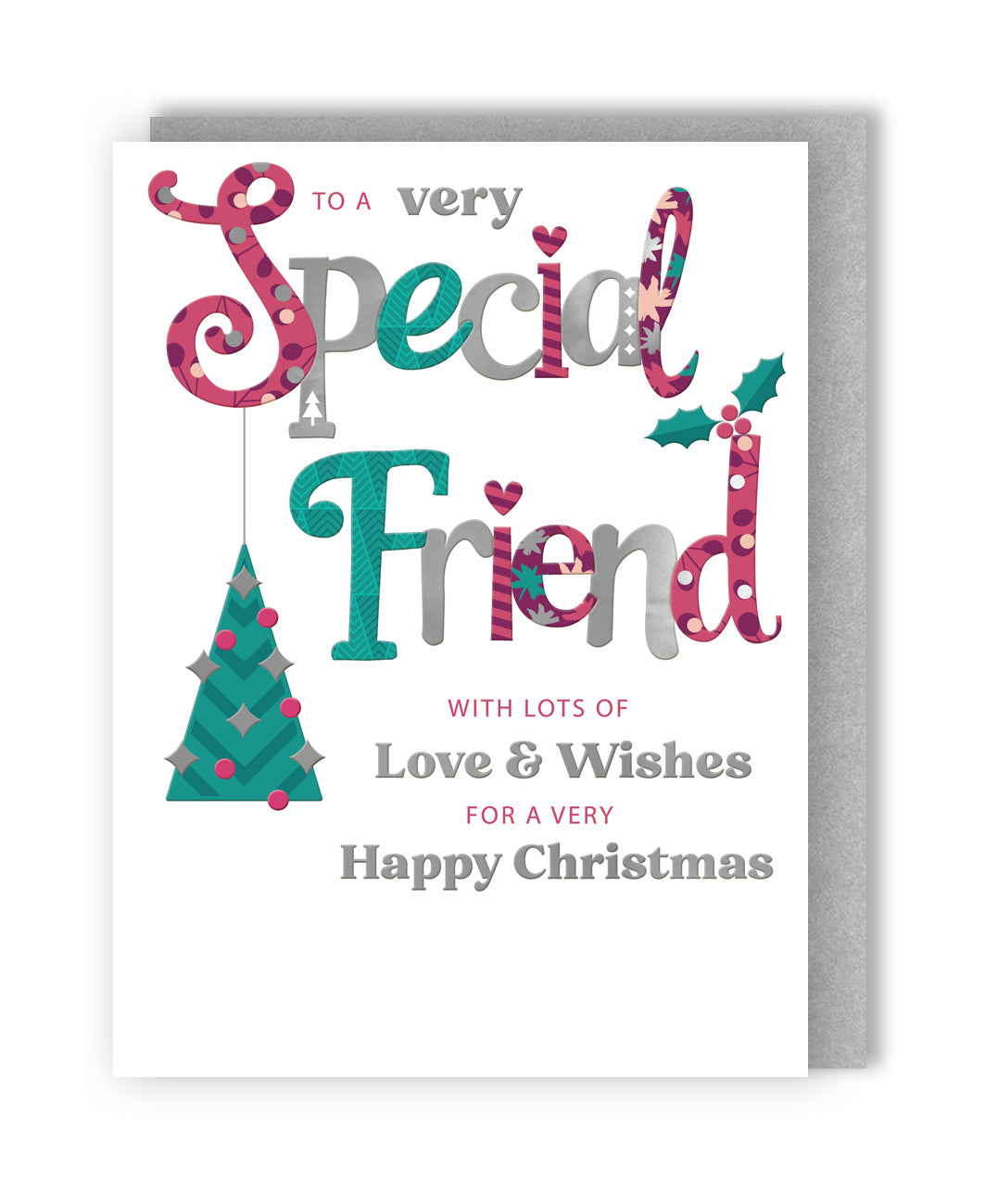 To A Very Special Friend Festive Joy Tree Bauble Christmas Greeting Card
