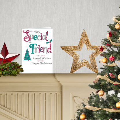 To A Very Special Friend Festive Joy Tree Bauble Christmas Greeting Card