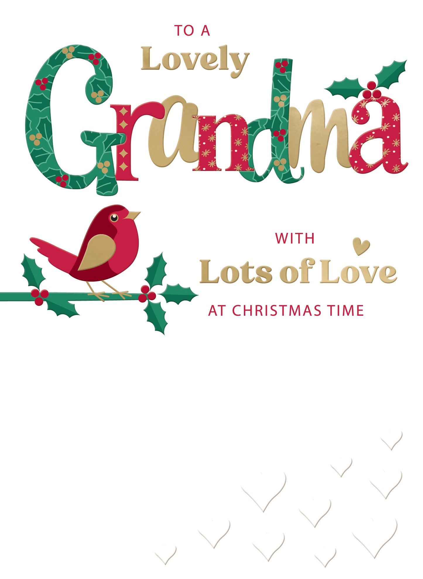 To A Lovely Grandma Festive Joy Red Robin Christmas Greeting Card