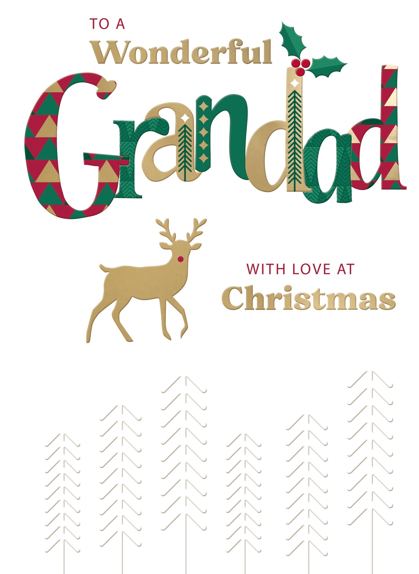 To A Wonderful Grandad Festive Joy Reindeer Christmas Greeting Card