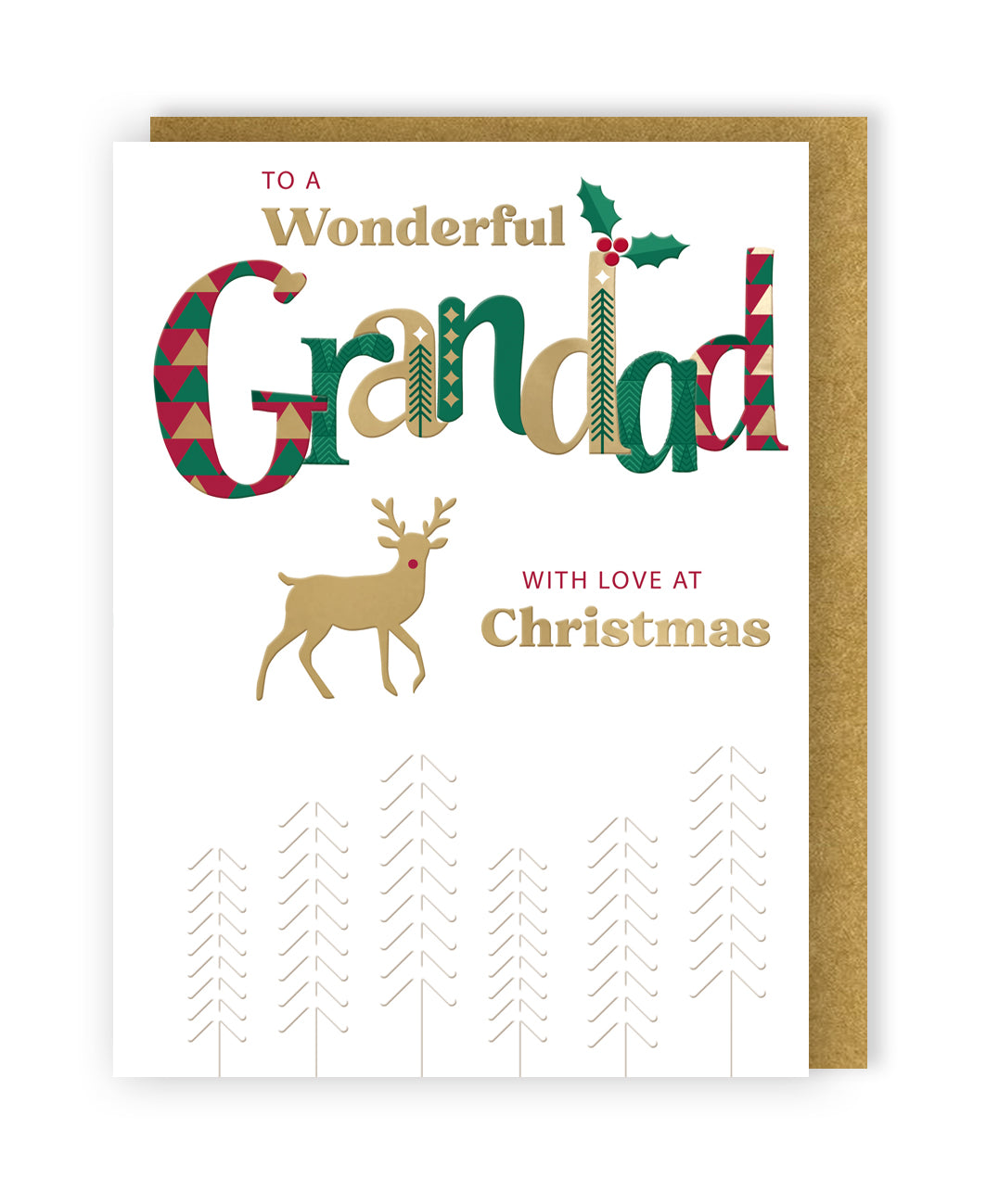 To A Wonderful Grandad Festive Joy Reindeer Christmas Greeting Card