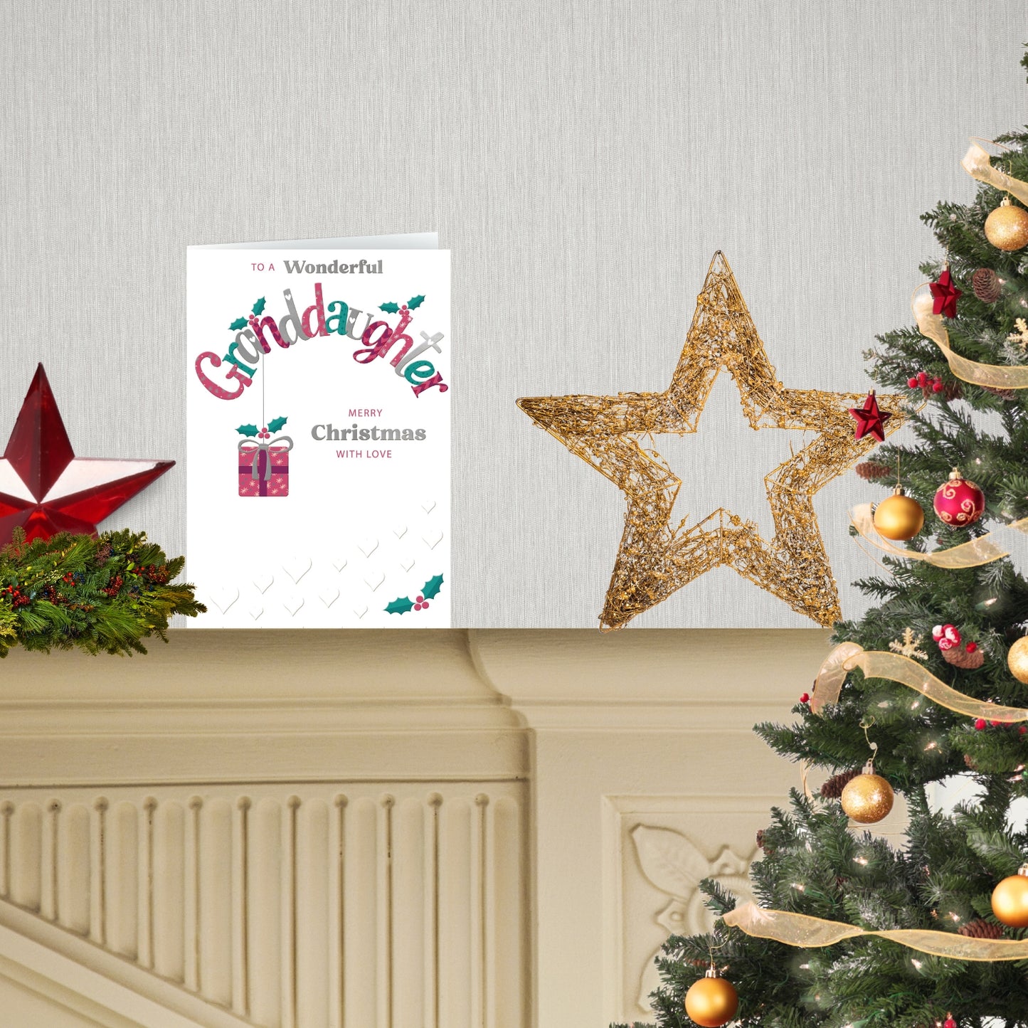 To A Wonderful Granddaughter Festive Joy Christmas Greeting Card