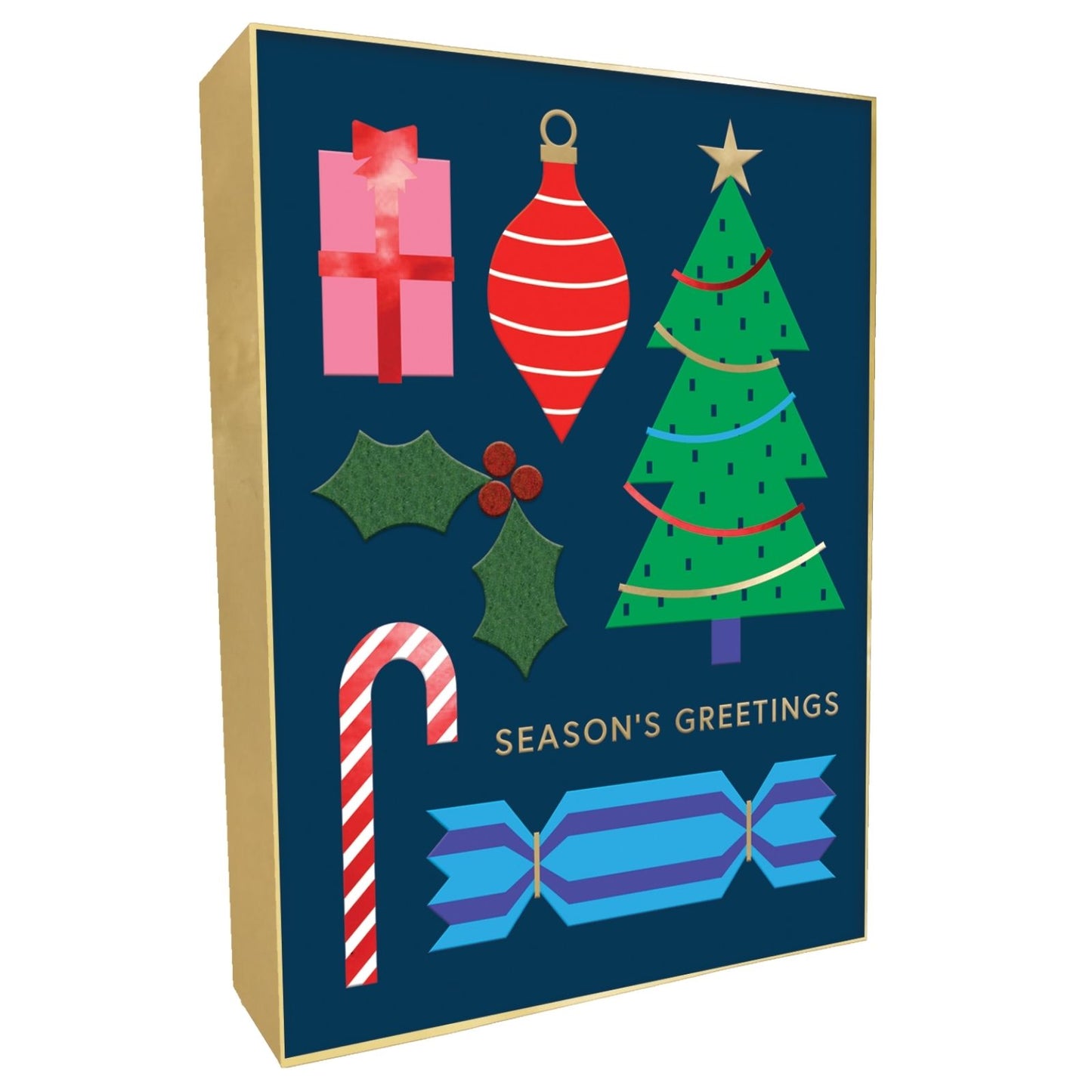 Box Of 4 Luxury Christmas Cards Seasons Greetings Hand-Finished Fir & Felt Range