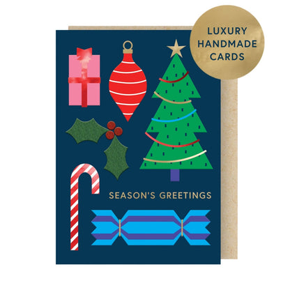 Box Of 4 Luxury Christmas Cards Seasons Greetings Hand-Finished Fir & Felt Range