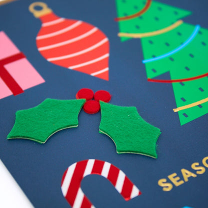 Box Of 4 Luxury Christmas Cards Seasons Greetings Hand-Finished Fir & Felt Range