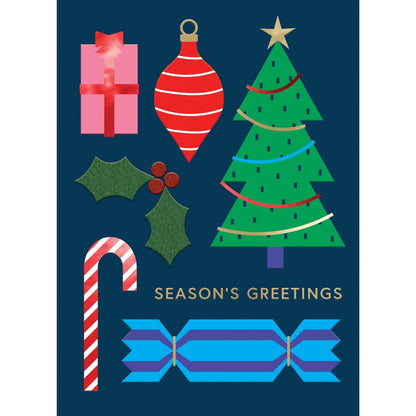 Hand-Finished Christmas Card Season's Greetings Luxury Fir & Felt Range