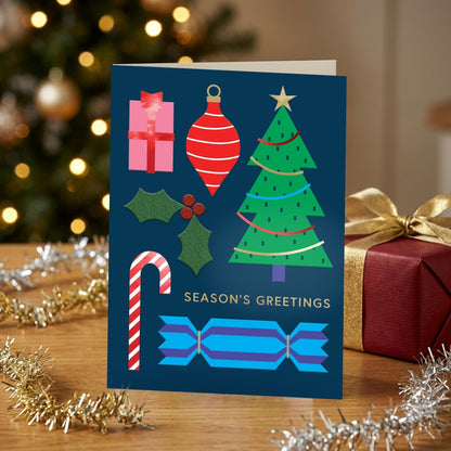 Hand-Finished Christmas Card Season's Greetings Luxury Fir & Felt Range