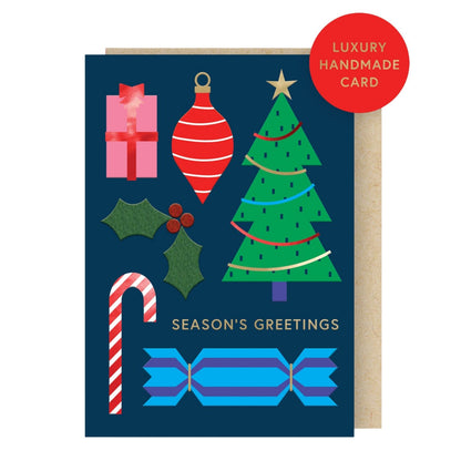 Hand-Finished Christmas Card Season's Greetings Luxury Fir & Felt Range