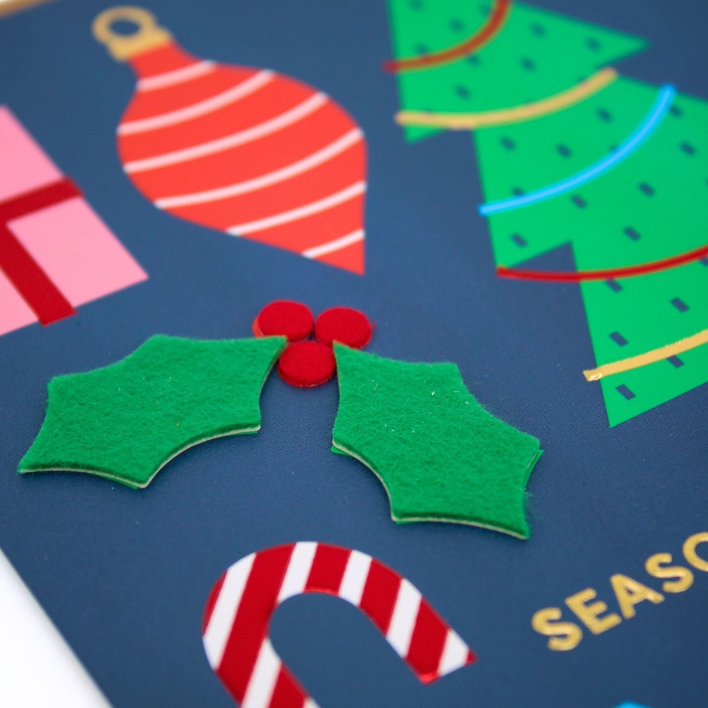 Hand-Finished Christmas Card Season's Greetings Luxury Fir & Felt Range