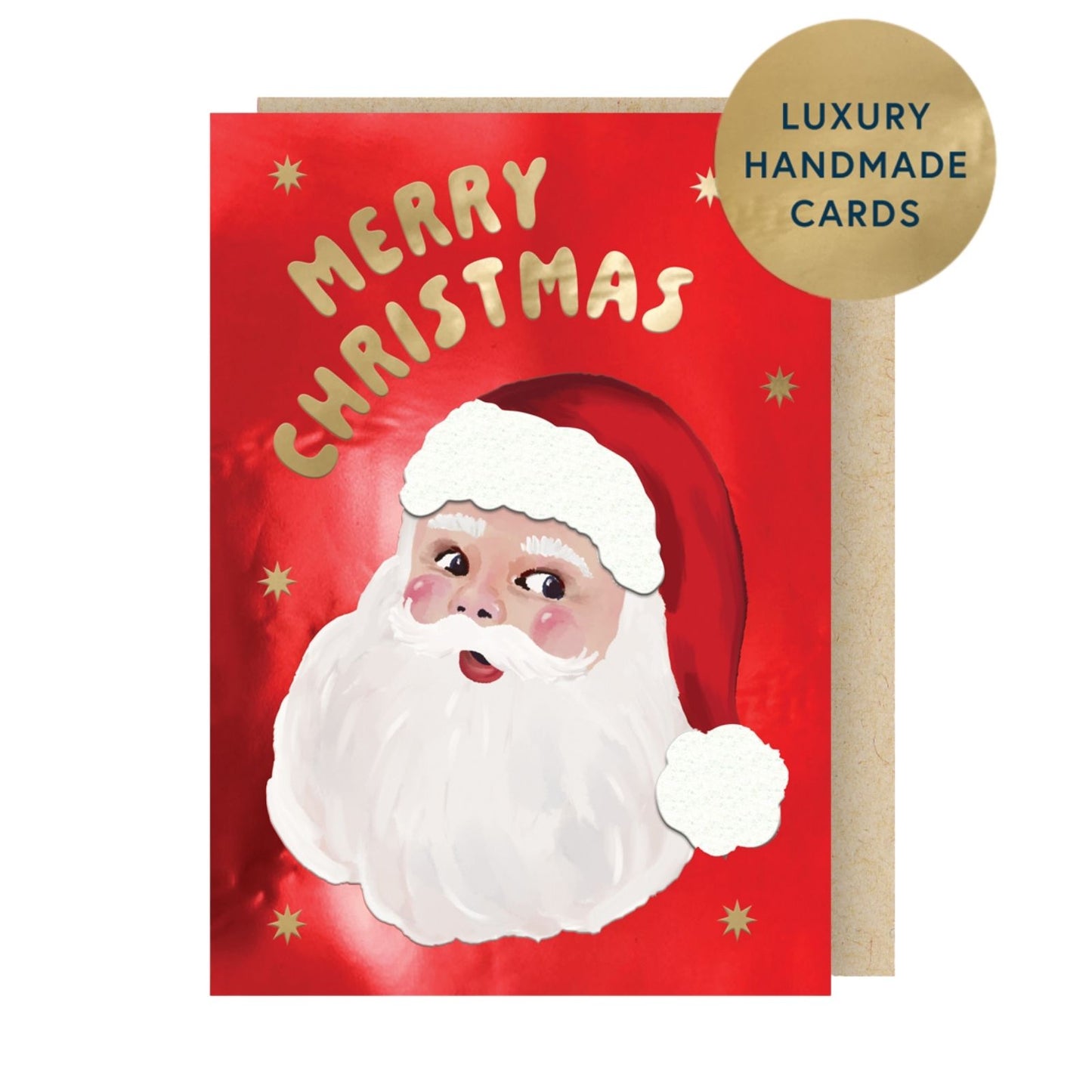 Box Of 4 Luxury Christmas Cards Santa Claus Hand-Finished Fir & Felt Range