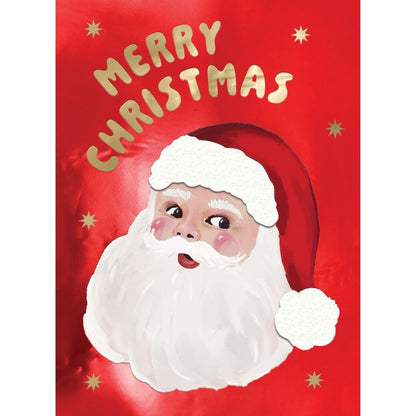 Hand-Finished Christmas Card Santa Claus Merry Christmas Luxury Fir & Felt Range