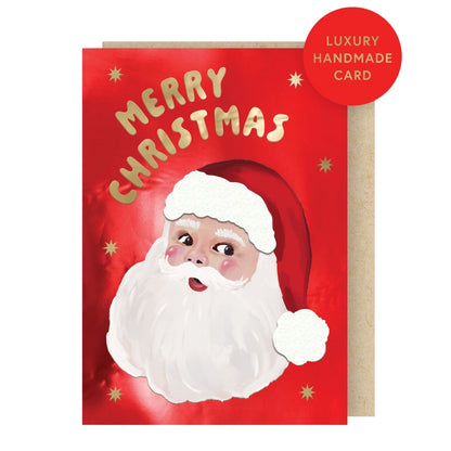 Hand-Finished Christmas Card Santa Claus Merry Christmas Luxury Fir & Felt Range