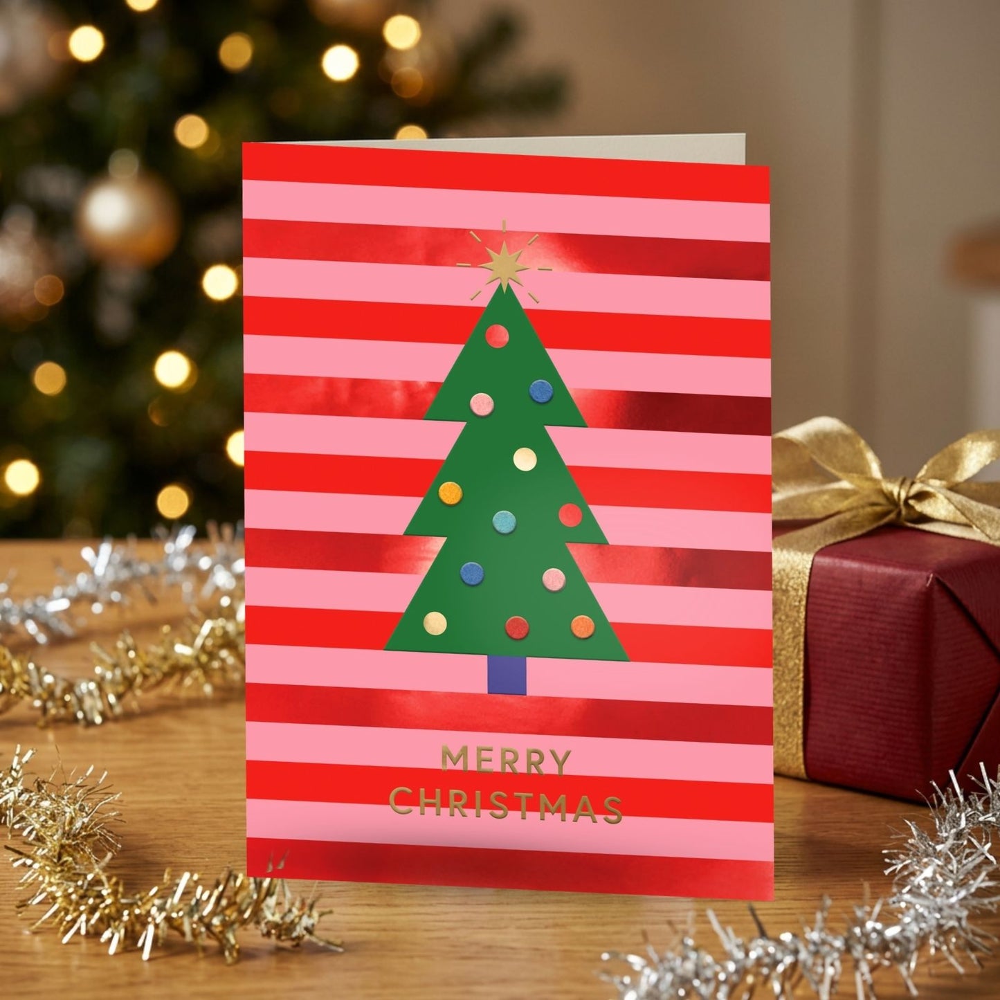 Box Of 4 Luxury Christmas Cards Xmas Tree Hand-Finished Fir & Felt Range